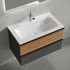 Sancos Тумба с раковиной Delta 80 дуб красный/графит раковина Grace 81 CN7012 – фотография-2