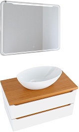 Mixline Мебель для ванной Виктория 90 подвесная белая софт/дуб светлый – фотография-1