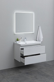 Aquanet Мебель для ванной Вега 80 подвесная белая глянцевая – фотография-5