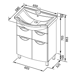 Aquanet Тумба с раковиной "Асти 65" черная (178255) – фотография-6
