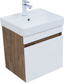 Aquanet Мебель для ванной Оптима 50 подвесная дуб рустикальный/белый сатин – фотография-7