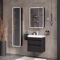 Equil Тумба с раковиной Eltoro 60 2 ящика подвесная черный софт – фотография-9