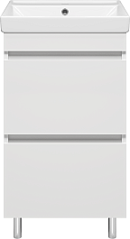 Misty Тумба с раковиной Енисей 50 2 ящика белая – фотография-1