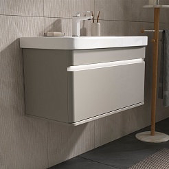 Equil Тумба под раковину Elegante 80 1 ящик подвесная амарок/белая – фотография-3