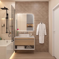 Teymi Тумба с раковиной Ritta 85 Lori 50 подвесная белый/дуб – фотография-10