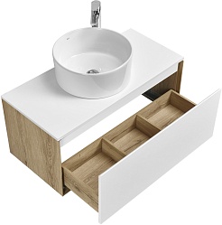 Акватон Тумба под раковину Либерти 90 белая/дуб эльвезия – фотография-14