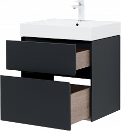 Aquanet Мебель для ванной Бруклин 60 подвесная черная матовая – фотография-19