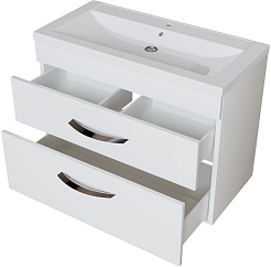 Mixline Тумба под раковину Марго 80 подвесная белая – фотография-2