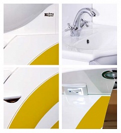 Misty Мебель для ванной Каролина 60 3 ящика L желтое стекло – фотография-3