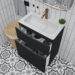 Vivon Тумба под раковину Ostin 60 напольная черная матовая – фотография-4