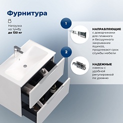 Aquanet Тумба с раковиной Арт 2.0 75 подвесная белый сатин – фотография-7
