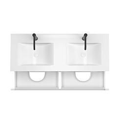 Зов Тумба под раковину Дион 120 подвесная матовая белая/дуб – фотография-7