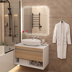 Teymi Тумба с раковиной Ritta 85 Ellie 60 подвесная белый/дуб – фотография-11