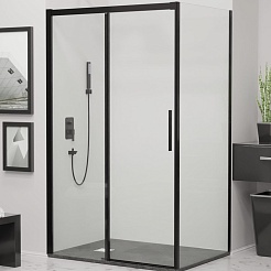 RGW Душевой уголок Leipzig LE-41B (LE-12B + Z-050-2B) 160x100 профиль черный стекло прозрачное – фотография-1