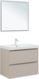 Aquanet Тумба с раковиной Джейн (Flat) 80 Flash подвесная бежевая матовая – фотография-13