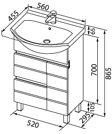 Aquanet Тумба с раковиной "Доминика 55" черная – фотография-6