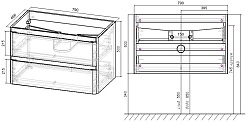 Vincea Тумба с раковиной Vico 80 подвесная темное дерево – фотография-7