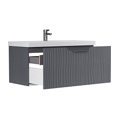 Equil Тумба под раковину Mirage 100 1 ящик подвесная графит софт – фотография-2