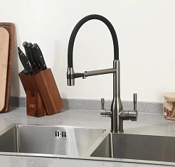 Frap Смеситель для кухни F4398-9 оружейная сталь – фотография-2