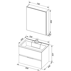 Aquanet Мебель для ванной "Алвита 70" капучино (184578) – фотография-8