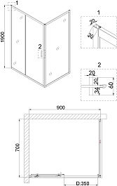 Niagara Душевой уголок Nova 90x70 NG-42-9AG-A70G – фотография-7