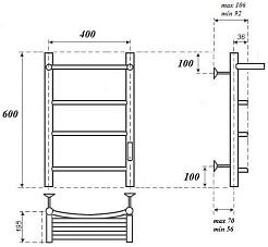 Point Полотенцесушитель электрический Афина П4 400x600 PN04846P хром – фотография-4