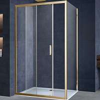 Vincea Душевой уголок Alpha 150x80 VSR-3AL8015CLG профиль брашированное золото стекло прозрачное