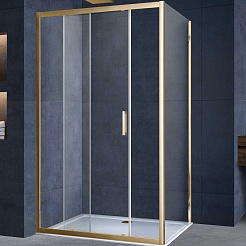 Vincea Душевой уголок Alpha 150x80 VSR-3AL8015CLG профиль брашированное золото стекло прозрачное – фотография-1