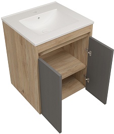 Teymi Тумба с раковиной Netta 50 подвесная дуб/графит – фотография-2