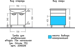 СанТа Мебель для ванной Родос 75 белая – фотография-11