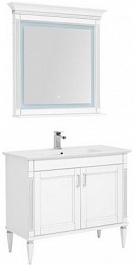 Aquanet Комплект мебели Селена 105 (2 дверцы), белая/патина серебро – фотография-1