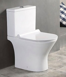 Azario Унитаз-компакт Verde AZ-2224 безободковый с бачком с сиденьем микролифт белый – фотография-2