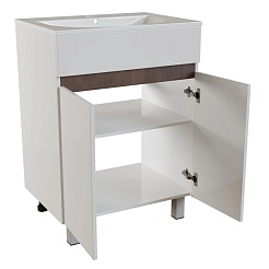 Mixline Тумба под раковину Брикс 60 2 створки белый/дуб вотан – фотография-2