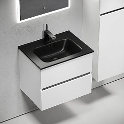 Sancos Тумба с раковиной Urban 60 белый глянец раковина Element 61 CN7001MB – фотография-3