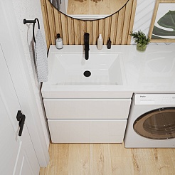 Vivon Тумба под раковину под стиральную машину Donna 130 напольная белый глянец эмаль – фотография-11