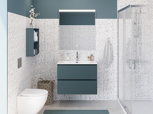 BelBagno Тумба под раковину Uno mini 80 подвесная Голубой матовый – картинка-11