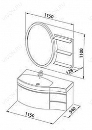 Aquanet Тумба с раковиной Опера 1-115 L с ящиком черная (169658) – фотография-3