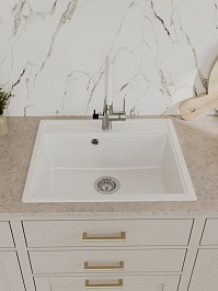 Teymi Мойка кухонная Lori Maxi 60 кварцевая белая матовая – фотография-7