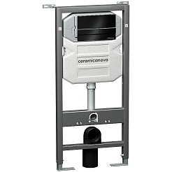 Ceramicanova Подвесной унитаз Forma Rimless с шумоизоляционной панелью CN1000 с системой инсталляции Envision кнопка Flat чёрный матовый – фотография-3