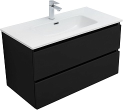 Aquanet Мебель для ванной Вега 2.0 90 Flat подвесная черная матовая – фотография-6
