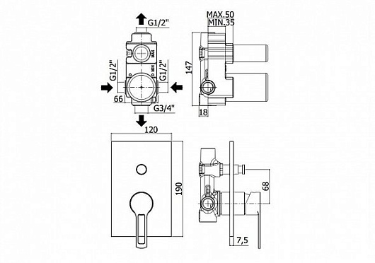Paffoni Смеситель для душа Ringo RIN015NO/M (с внутренней частью) – фотография-2