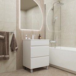 Mixline Тумба с раковиной Брикс 60 2 ящика белая – фотография-6