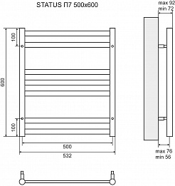 Lemark Полотенцесушитель водяной Status П7 500x600 хром – фотография-5