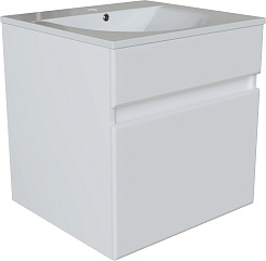 Mixline Тумба с раковиной Брикс 50 подвесная белая – фотография-1