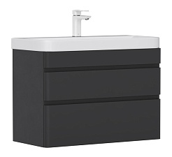 Equil Тумба под раковину Eltoro 80 2 ящика подвесная черный софт – фотография-1