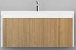 Velvex Тумба с раковиной подвесная Klaufs 100 белая/дерево – фотография-1