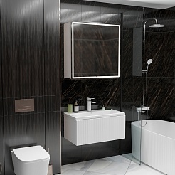 Mixline Тумба с раковиной Вектор 80 Марго подвесная белая – фотография-9