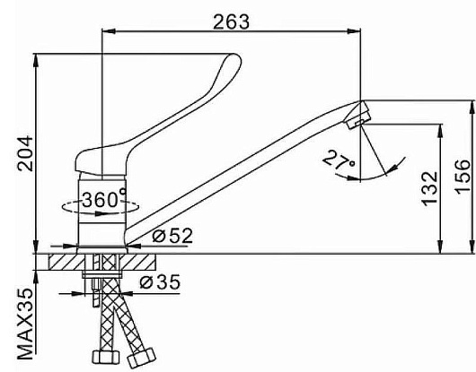 Frap Смеситель для кухни H54 F4254 хром – картинка-3