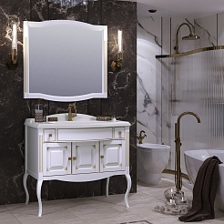 Opadiris Зеркало для ванной Лаура 100 белое с бежевой патиной – фотография-5