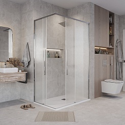 Grossman  Душевой уголок Galaxy 110x70x195 профиль хром стекло шиншилла – фотография-4